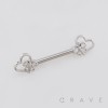 BUTTERFLY AND HEARTS ENDS 316L SURGICAL STEEL NIPPLE RING